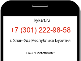 Информация о номере телефона +7 (301) 222-98-58: регион, оператор