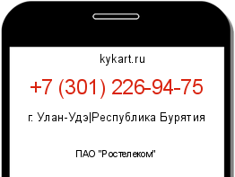 Информация о номере телефона +7 (301) 226-94-75: регион, оператор