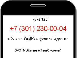 Информация о номере телефона +7 (301) 230-00-04: регион, оператор