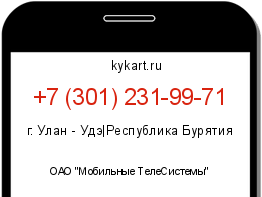 Информация о номере телефона +7 (301) 231-99-71: регион, оператор