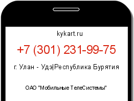 Информация о номере телефона +7 (301) 231-99-75: регион, оператор