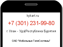 Информация о номере телефона +7 (301) 231-99-80: регион, оператор