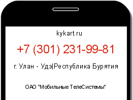 Информация о номере телефона +7 (301) 231-99-81: регион, оператор