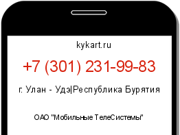 Информация о номере телефона +7 (301) 231-99-83: регион, оператор