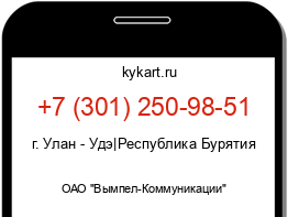 Информация о номере телефона +7 (301) 250-98-51: регион, оператор