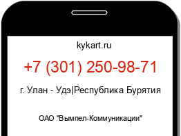 Информация о номере телефона +7 (301) 250-98-71: регион, оператор