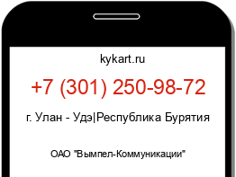 Информация о номере телефона +7 (301) 250-98-72: регион, оператор