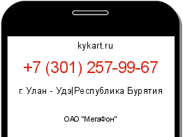 Информация о номере телефона +7 (301) 257-99-67: регион, оператор