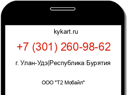 Информация о номере телефона +7 (301) 260-98-62: регион, оператор