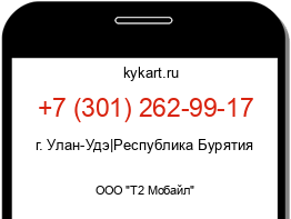 Информация о номере телефона +7 (301) 262-99-17: регион, оператор