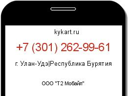 Информация о номере телефона +7 (301) 262-99-61: регион, оператор