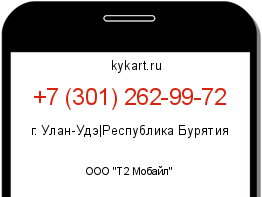 Информация о номере телефона +7 (301) 262-99-72: регион, оператор