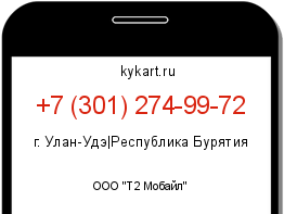 Информация о номере телефона +7 (301) 274-99-72: регион, оператор