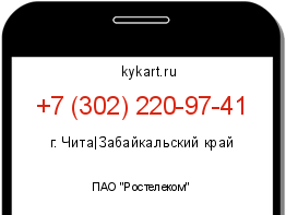 Информация о номере телефона +7 (302) 220-97-41: регион, оператор