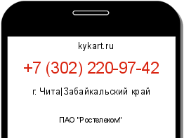Информация о номере телефона +7 (302) 220-97-42: регион, оператор