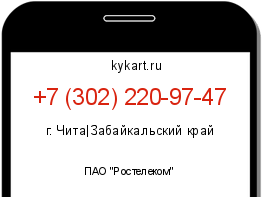 Информация о номере телефона +7 (302) 220-97-47: регион, оператор