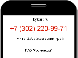 Информация о номере телефона +7 (302) 220-99-71: регион, оператор