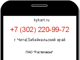 Информация о номере телефона +7 (302) 220-99-72: регион, оператор