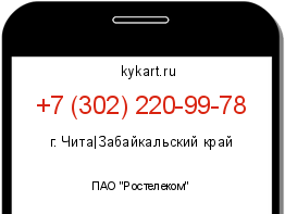 Информация о номере телефона +7 (302) 220-99-78: регион, оператор