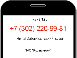 Информация о номере телефона +7 (302) 220-99-81: регион, оператор