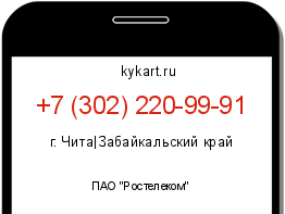 Информация о номере телефона +7 (302) 220-99-91: регион, оператор