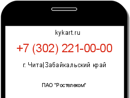 Информация о номере телефона +7 (302) 221-00-00: регион, оператор