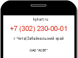 Информация о номере телефона +7 (302) 230-00-01: регион, оператор