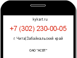 Информация о номере телефона +7 (302) 230-00-05: регион, оператор