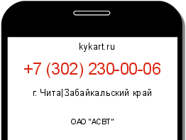 Информация о номере телефона +7 (302) 230-00-06: регион, оператор