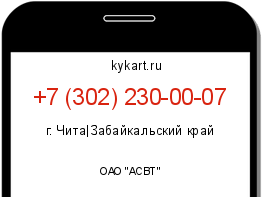 Информация о номере телефона +7 (302) 230-00-07: регион, оператор