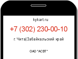 Информация о номере телефона +7 (302) 230-00-10: регион, оператор