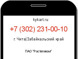 Информация о номере телефона +7 (302) 231-00-10: регион, оператор
