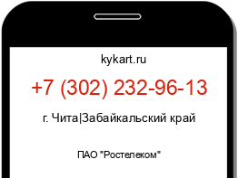 Информация о номере телефона +7 (302) 232-96-13: регион, оператор