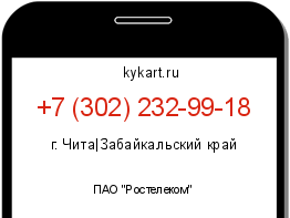 Информация о номере телефона +7 (302) 232-99-18: регион, оператор