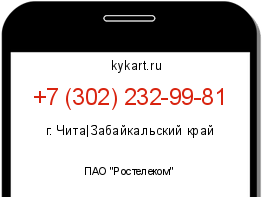 Информация о номере телефона +7 (302) 232-99-81: регион, оператор