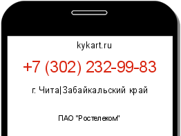 Информация о номере телефона +7 (302) 232-99-83: регион, оператор
