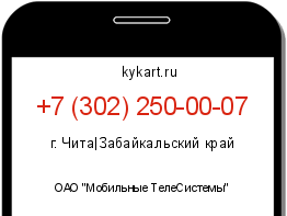 Информация о номере телефона +7 (302) 250-00-07: регион, оператор