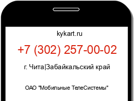 Информация о номере телефона +7 (302) 257-00-02: регион, оператор