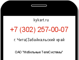 Информация о номере телефона +7 (302) 257-00-07: регион, оператор