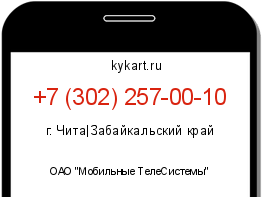 Информация о номере телефона +7 (302) 257-00-10: регион, оператор