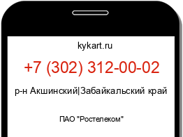 Информация о номере телефона +7 (302) 312-00-02: регион, оператор