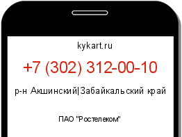 Информация о номере телефона +7 (302) 312-00-10: регион, оператор