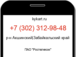 Информация о номере телефона +7 (302) 312-98-48: регион, оператор