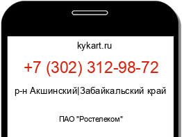 Информация о номере телефона +7 (302) 312-98-72: регион, оператор