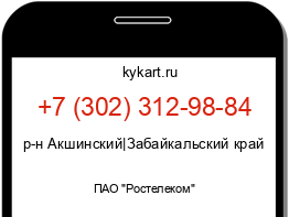 Информация о номере телефона +7 (302) 312-98-84: регион, оператор