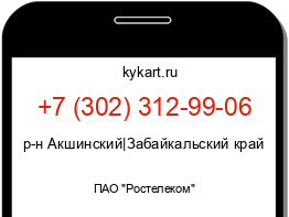 Информация о номере телефона +7 (302) 312-99-06: регион, оператор