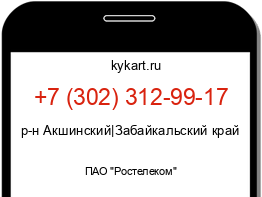 Информация о номере телефона +7 (302) 312-99-17: регион, оператор