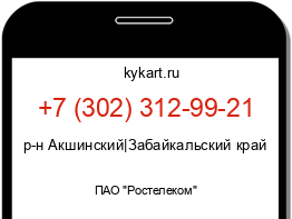 Информация о номере телефона +7 (302) 312-99-21: регион, оператор