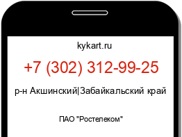 Информация о номере телефона +7 (302) 312-99-25: регион, оператор