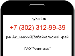 Информация о номере телефона +7 (302) 312-99-39: регион, оператор